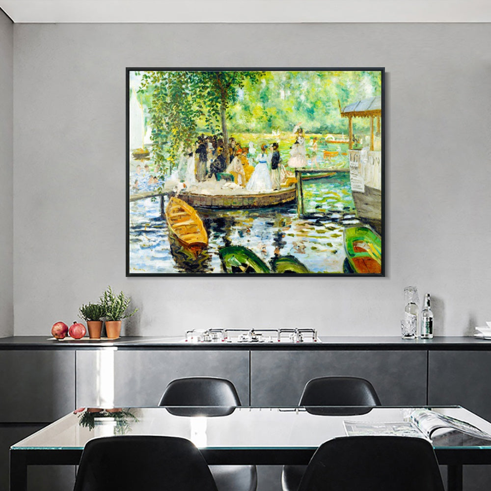 INVIN ART Framed Canvas La Grenouill¨¨re by Pierre Auguste Renoir Wall Art Living Room Home Office Decorations