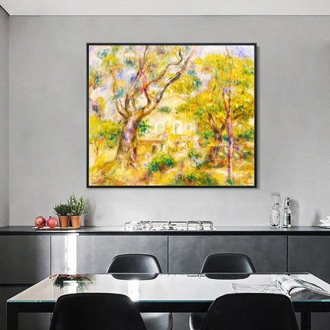 INVIN ART Framed Canvas The Farm at Les Collettes, Cagnes by Pierre Auguste Renoir Wall Art Living Room Home Office Decorations