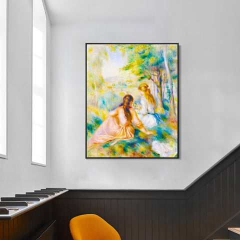 INVIN ART Framed Canvas In the Meadow by Pierre Auguste Renoir Wall Art Living Room Home Office Decorations