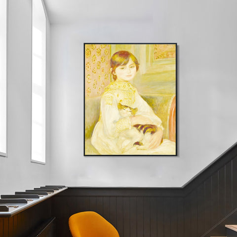 INVIN ART Framed Canvas Julie Manet by Pierre Auguste Renoir Wall Art Living Room Home Office Decorations