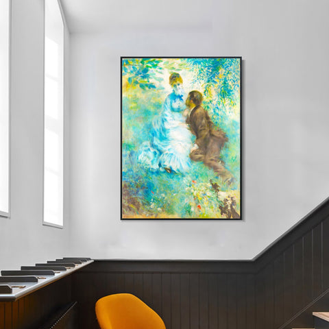 INVIN ART Framed Canvas Lovers by Pierre Auguste Renoir Wall Art Living Room Home Office Decorations