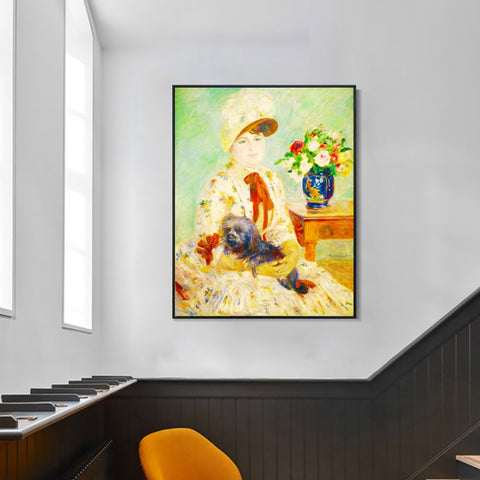 INVIN ART Framed Canvas Mlle Charlotte Berthier by Pierre Auguste Renoir Wall Art Living Room Home Office Decorations