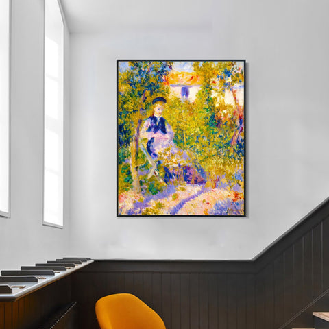 INVIN ART Framed Canvas Nini in the Garden (Nini Lopez) by Pierre Auguste Renoir Wall Art Living Room Home Office Decorations