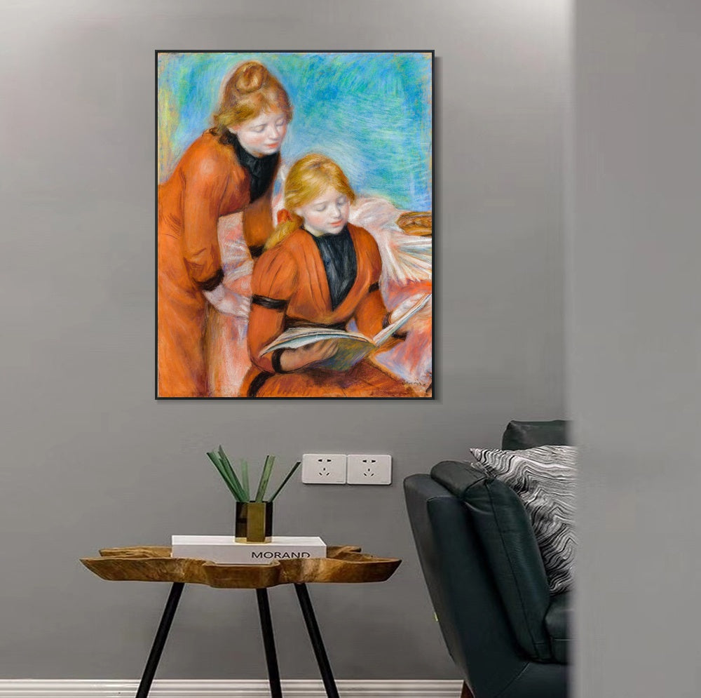INVIN ART Framed Canvas LA LECTURE by Pierre Auguste Renoir Wall Art Living Room Home Office Decorations