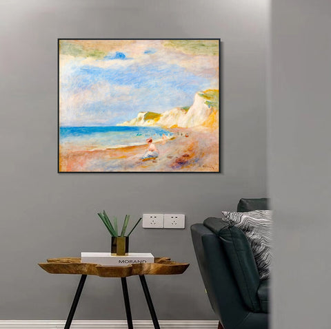 INVIN ART Framed Canvas LA PLAGE DE VARENGEVILLE by Pierre Auguste Renoir Wall Art Living Room Home Office Decorations