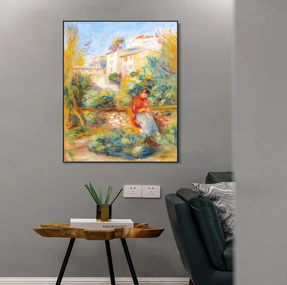 INVIN ART Framed Canvas LA TERRASSE A CAGNES by Pierre Auguste Renoir Wall Art Living Room Home Office Decorations