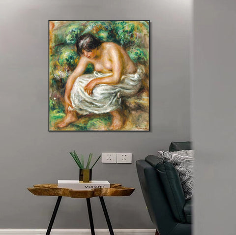 INVIN ART Framed Canvas LA TOILETTE APRÈS LE BAIN by Pierre Auguste Renoir Wall Art Living Room Home Office Decorations
