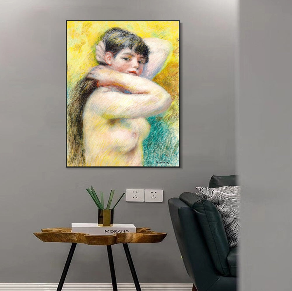 INVIN ART Framed Canvas LE TORSE NU by Pierre Auguste Renoir Wall Art Living Room Home Office Decorations