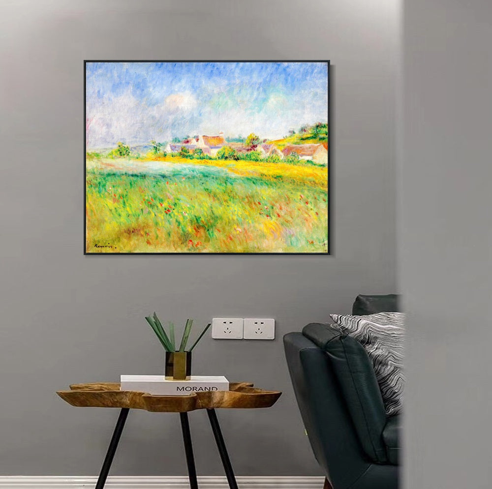 INVIN ART Framed Canvas LE VILLAGE DE BONNECOURT by Pierre Auguste Renoir Wall Art Living Room Home Office Decorations