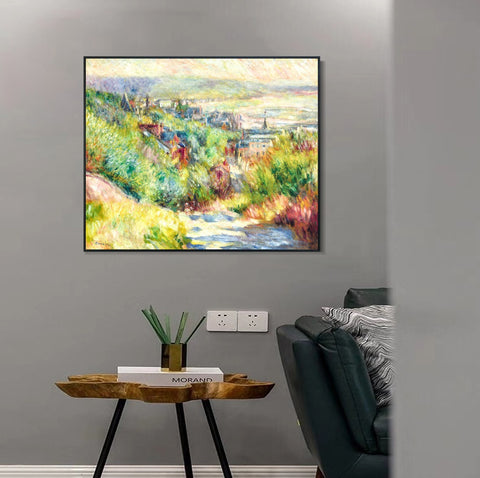 INVIN ART Framed Canvas LES HAUTEURS DE TROUVILLE by Pierre Auguste Renoir Wall Art Living Room Home Office Decorations