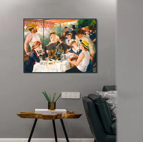 INVIN ART Framed Canvas Luncheon of the Boating Party by Pierre Auguste Renoir Wall Art Living Room Home Office Decorations