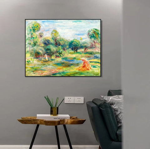 INVIN ART Framed Canvas PAYSAGE À CAGNES by Pierre Auguste Renoir Wall Art Living Room Home Office Decorations