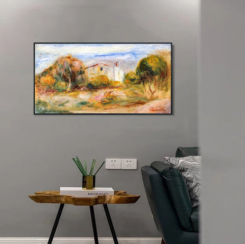 INVIN ART Framed Canvas PAYSAGE AVEC MAISON by Pierre Auguste Renoir Wall Art Living Room Home Office Decorations