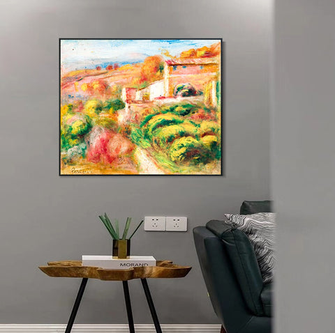 INVIN ART Framed Canvas PAYSAGE AVEC MAISONS À CAGNES by Pierre Auguste Renoir Wall Art Living Room Home Office Decorations
