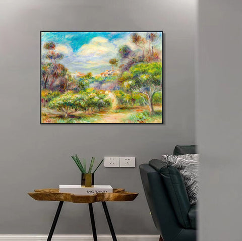 INVIN ART Framed Canvas PAYSAGE PRÈS DE CAGNES by Pierre Auguste Renoir Wall Art Living Room Home Office Decorations