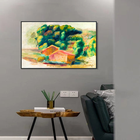 INVIN ART Framed Canvas Paysage, maisons by Pierre Auguste Renoir Wall Art Living Room Home Office Decorations