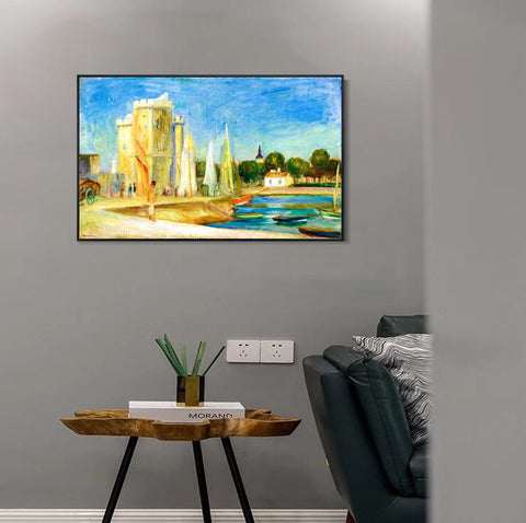 INVIN ART Framed Canvas PORT DE LA ROCHELLE by Pierre Auguste Renoir Wall Art Living Room Home Office Decorations
