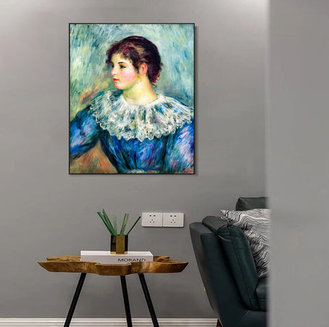 INVIN ART Framed Canvas PORTRAIT EN BUSTE DE JEUNE FILLE by Pierre Auguste Renoir Wall Art Living Room Home Office Decorations