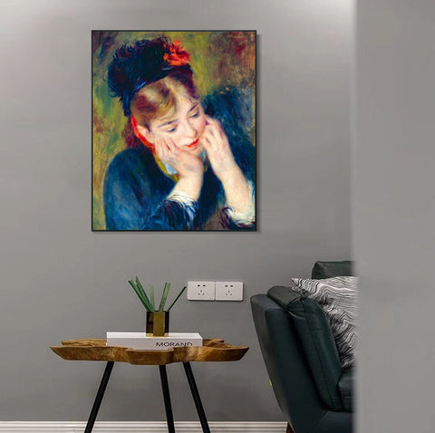 INVIN ART Framed Canvas REFLEXION by Pierre Auguste Renoir Wall Art Living Room Home Office Decorations