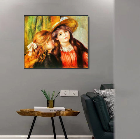 INVIN ART Framed Canvas Deux fillettes by Pierre Auguste Renoir Wall Art Living Room Home Office Decorations