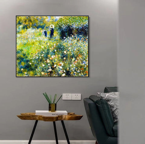 INVIN ART Framed Canvas Femme avec parasol dans un jardin by Pierre Auguste Renoir Wall Art Living Room Home Office Decorations