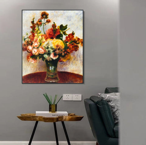 INVIN ART Framed Canvas Fleurs dans un vase by Pierre Auguste Renoir Wall Art Living Room Home Office Decorations