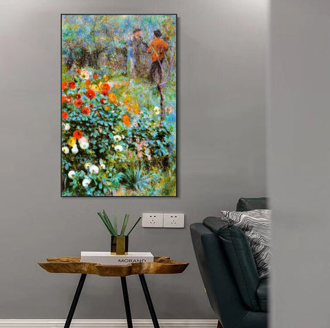 INVIN ART Framed Canvas Jardin de la rue Cortot by Pierre Auguste Renoir Wall Art Living Room Home Office Decorations