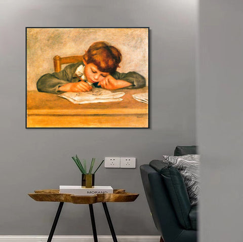 INVIN ART Framed Canvas Jean Renoir dessinant by Pierre Auguste Renoir Wall Art Living Room Home Office Decorations