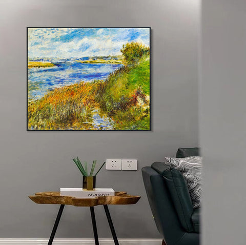 INVIN ART Framed Canvas La Seine à Champrosay by Pierre Auguste Renoir Wall Art Living Room Home Office Decorations