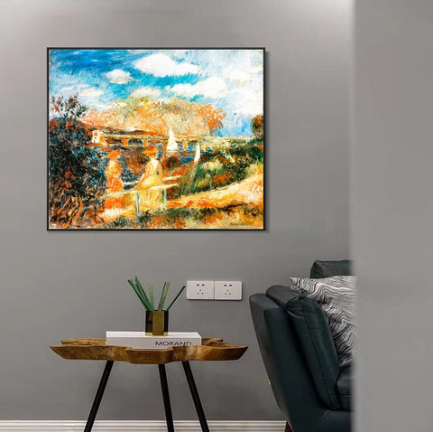 INVIN ART Framed Canvas Les Bords de la Seine à Argenteuil by Pierre Auguste Renoir Wall Art Living Room Home Office Decorations