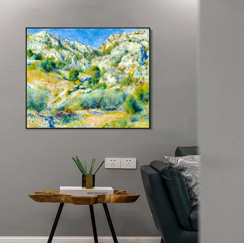 INVIN ART Framed Canvas Rocky Crags at L'Estaque by Pierre Auguste Renoir Wall Art Living Room Home Office Decorations
