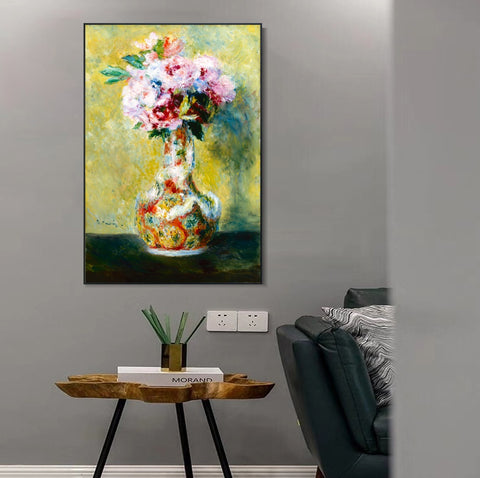 INVIN ART Framed Canvas Bouquet in a Vase by Pierre Auguste Renoir Wall Art Living Room Home Office Decorations
