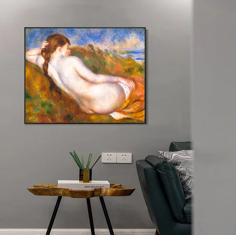 INVIN ART Framed Canvas Reclining Nude by Pierre Auguste Renoir Wall Art Living Room Home Office Decorations