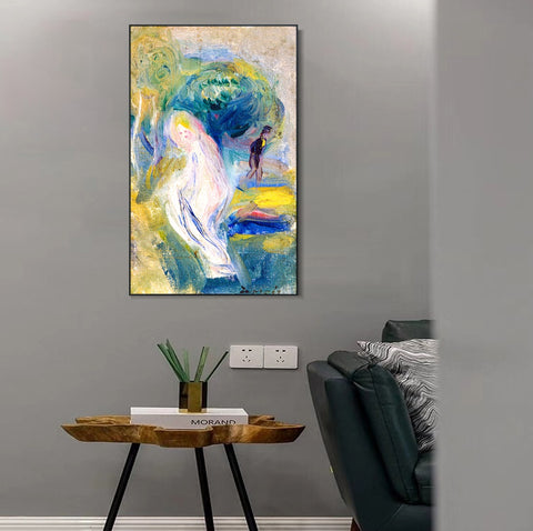 INVIN ART Framed Canvas Nude with Figure in Background by Pierre Auguste Renoir Wall Art Living Room Home Office Decorations