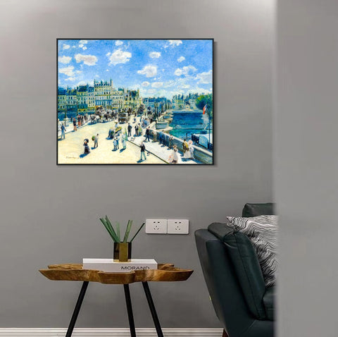 INVIN ART Framed Canvas Pont Neuf, Paris by Pierre Auguste Renoir Wall Art Living Room Home Office Decorations