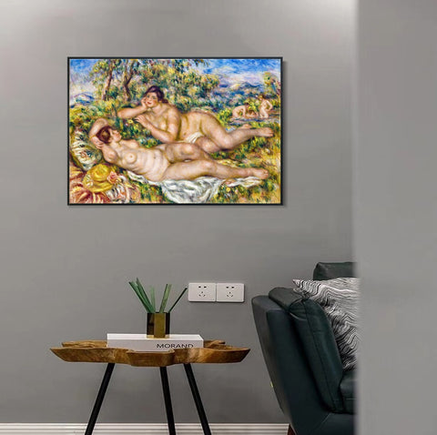 INVIN ART Framed Canvas The Bathers by Pierre Auguste Renoir Wall Art Living Room Home Office Decorations