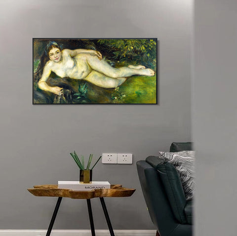 INVIN ART Framed Canvas A Nymph by a Stream by Pierre Auguste Renoir Wall Art Living Room Home Office Decorations