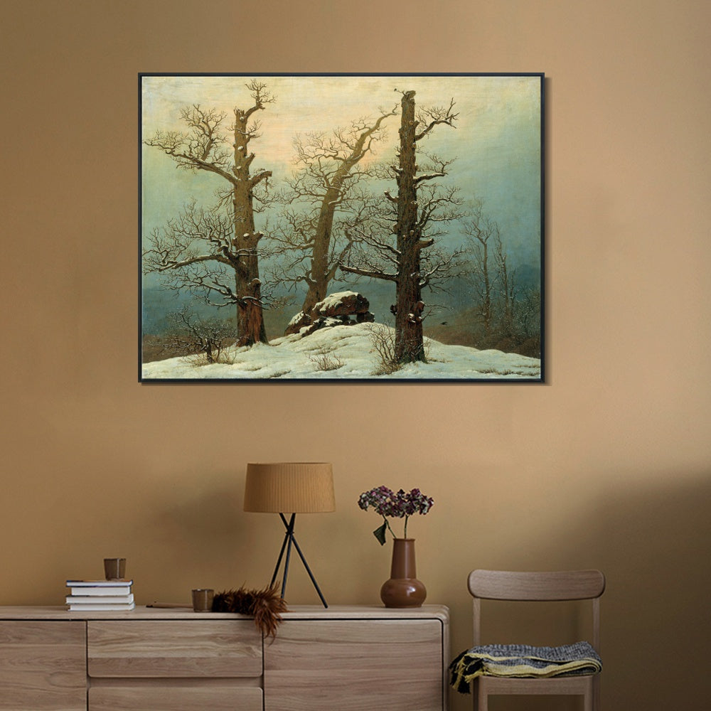 INVIN ART Framed Canvas Dolmen in the snow by Caspar David Friedrich Wall Art Living Room Home Office Decorations