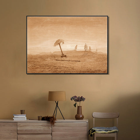 INVIN ART Framed Canvas Landscape with Graves by Caspar David Friedrich Wall Art Living Room Home Office Decorations