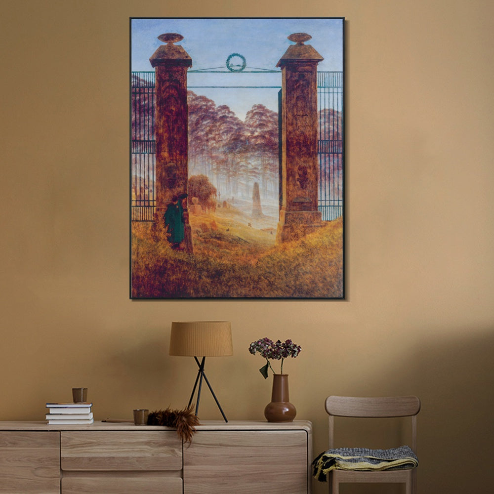 INVIN ART Framed Canvas the graveyard gate by Caspar David Friedrich Wall Art Living Room Home Office Decorations