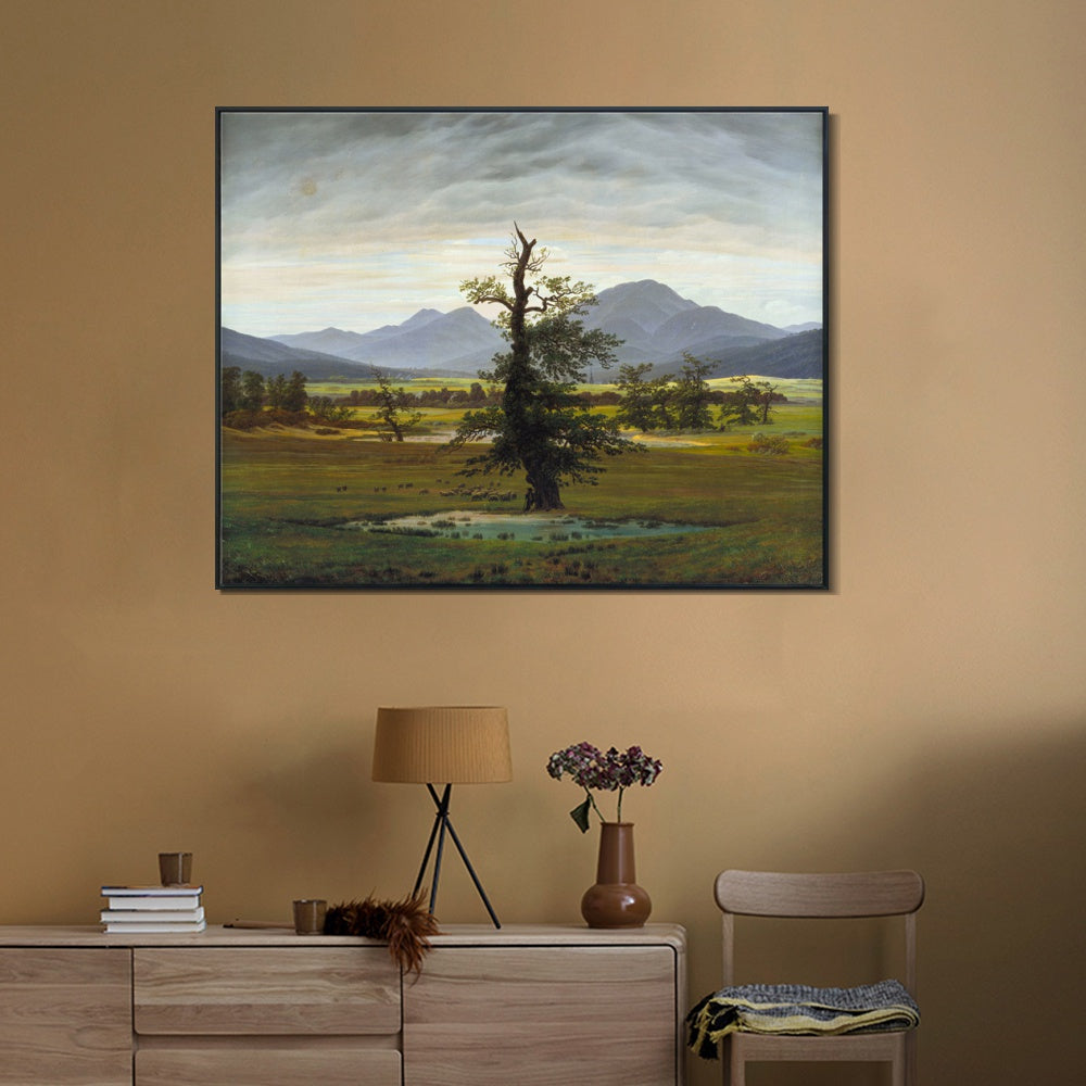 INVIN ART Framed Canvas Der einsame Baum by Caspar David Friedrich Wall Art Living Room Home Office Decorations