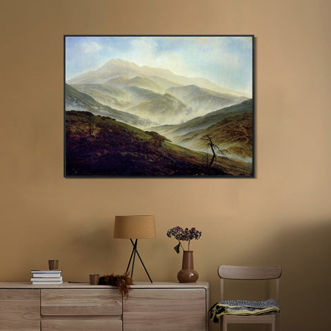 INVIN ART Framed Canvas Riesengebirge Landscape with Rising Fog by Caspar David Friedrich Wall Art Living Room Home Office Decorations