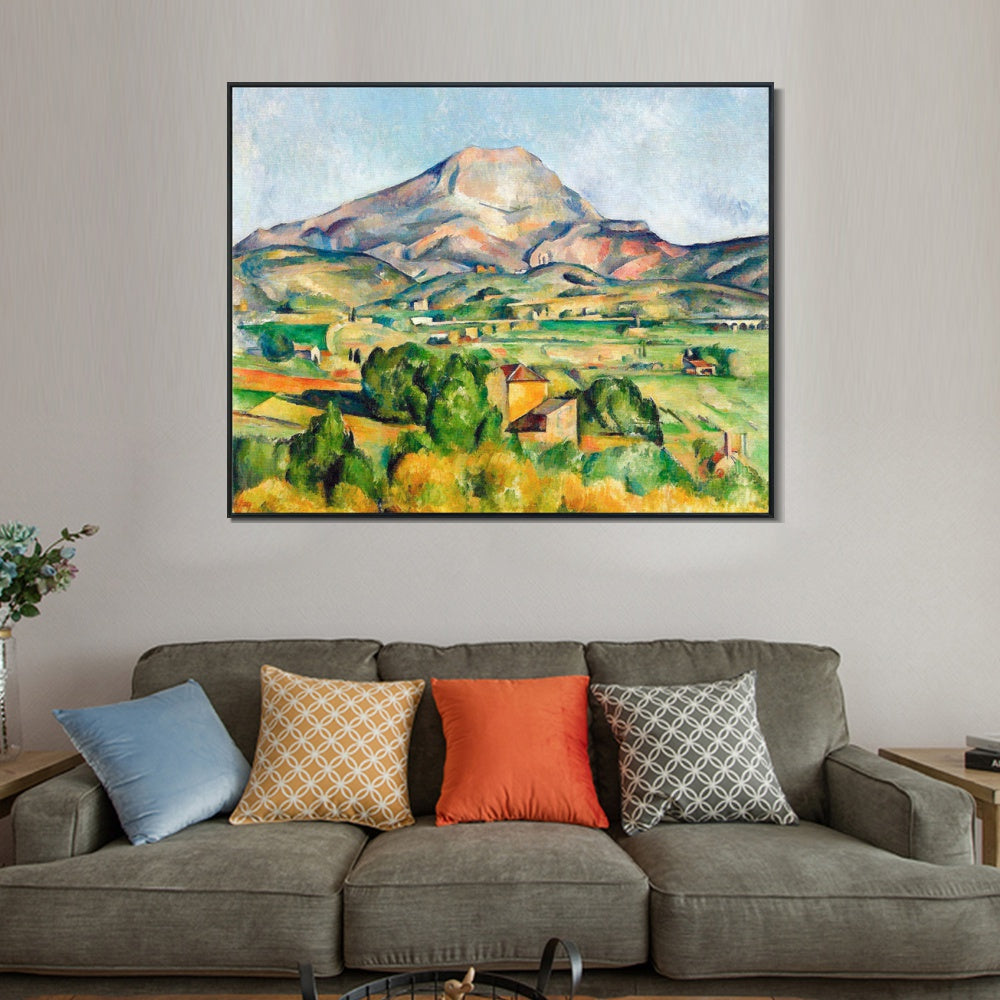 INVIN ART Framed Canvas Giclee Print Art Mont Sainte-Victoire seen from Bellevue by Paul Cezanne Wall Art