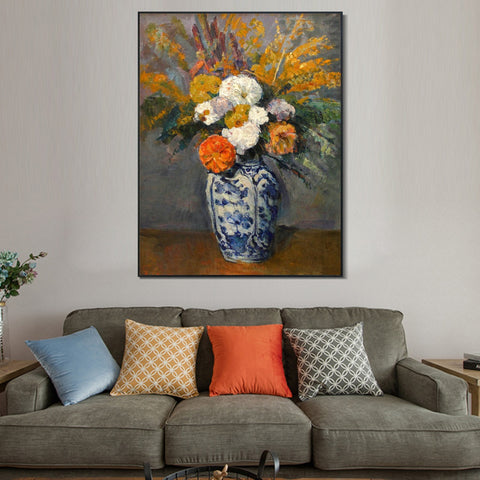 INVIN ART Framed Canvas Giclee Print Art Dahlias 1873 by Paul Cezanne Wall Art Living Room Home Office Decorations