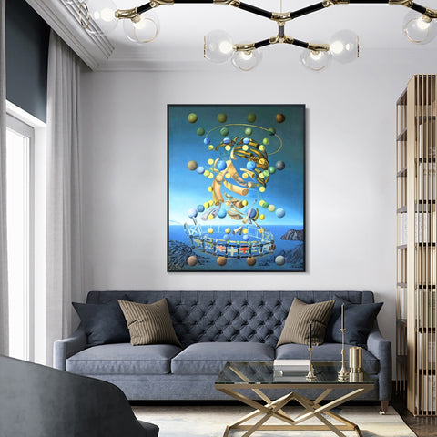 INVIN ART Framed Canvas the Maximum Speed of Raphael's Madonna by Salvador Dal Wall Art Living Room Home Office Decorations