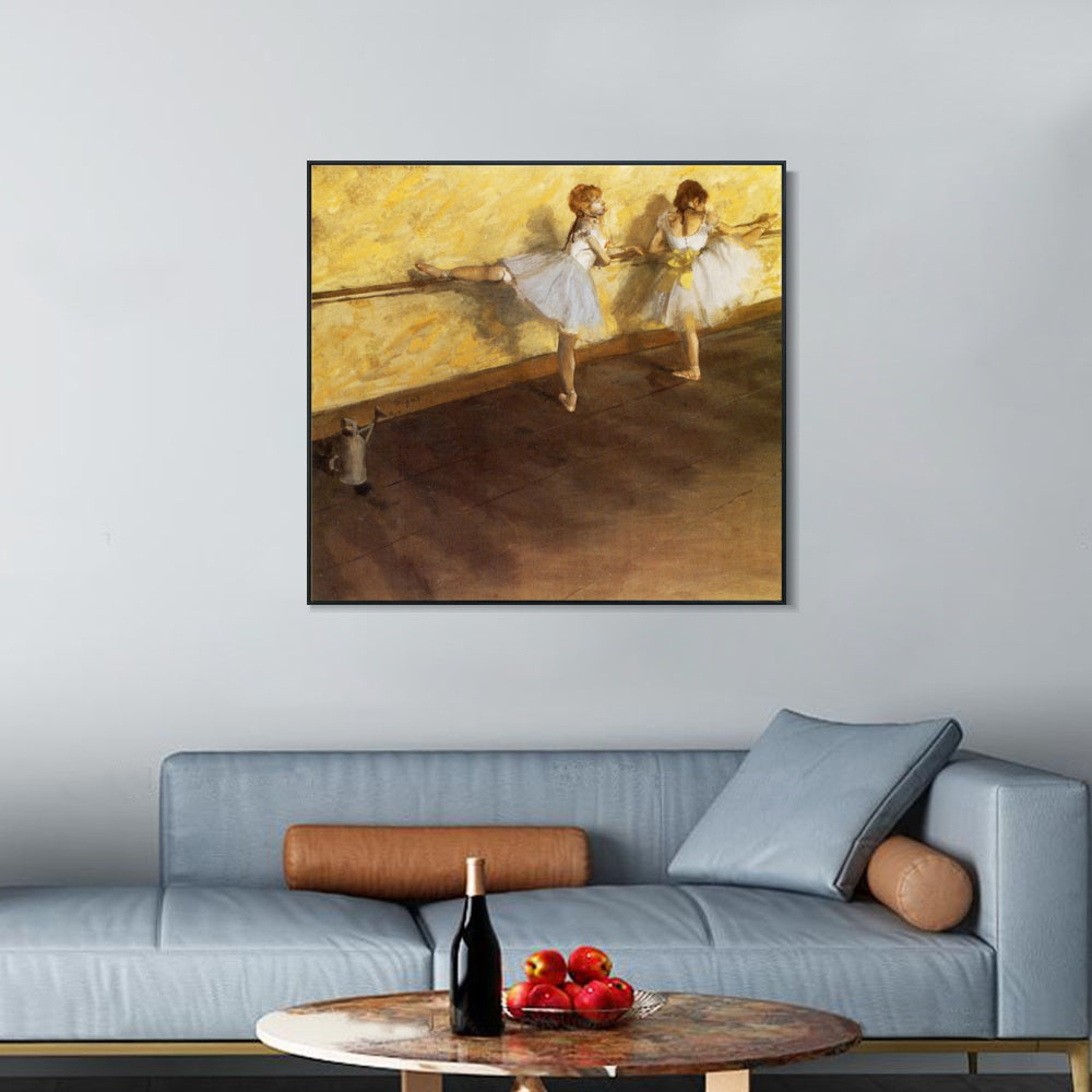 INVIN ART Framed Canvas Giclee Print Art Danseuses 篓陇 la barre  by Edgar Degas Wall Art