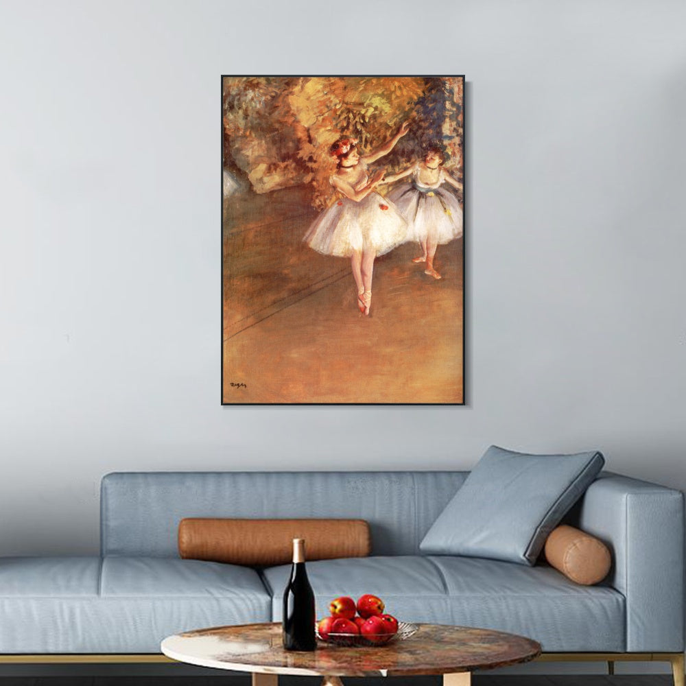 INVIN ART Framed Canvas Giclee Print Art Deux danseuses en sc篓篓ne  by Edgar Degas Wall Art