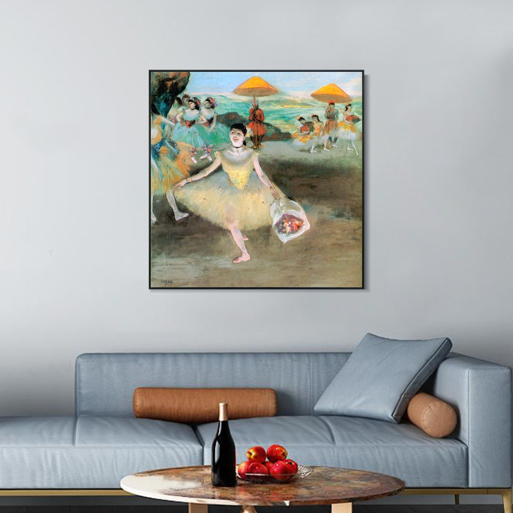 INVIN ART Framed Canvas Giclee Print Art La Danseuse au bouquet saluant by Edgar Degas Wall Art