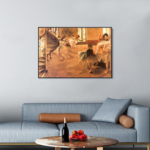 INVIN ART Framed Canvas Giclee Print Art La Répétition de danse  by Edgar Degas Wall Art Living Room Home Office Decorations