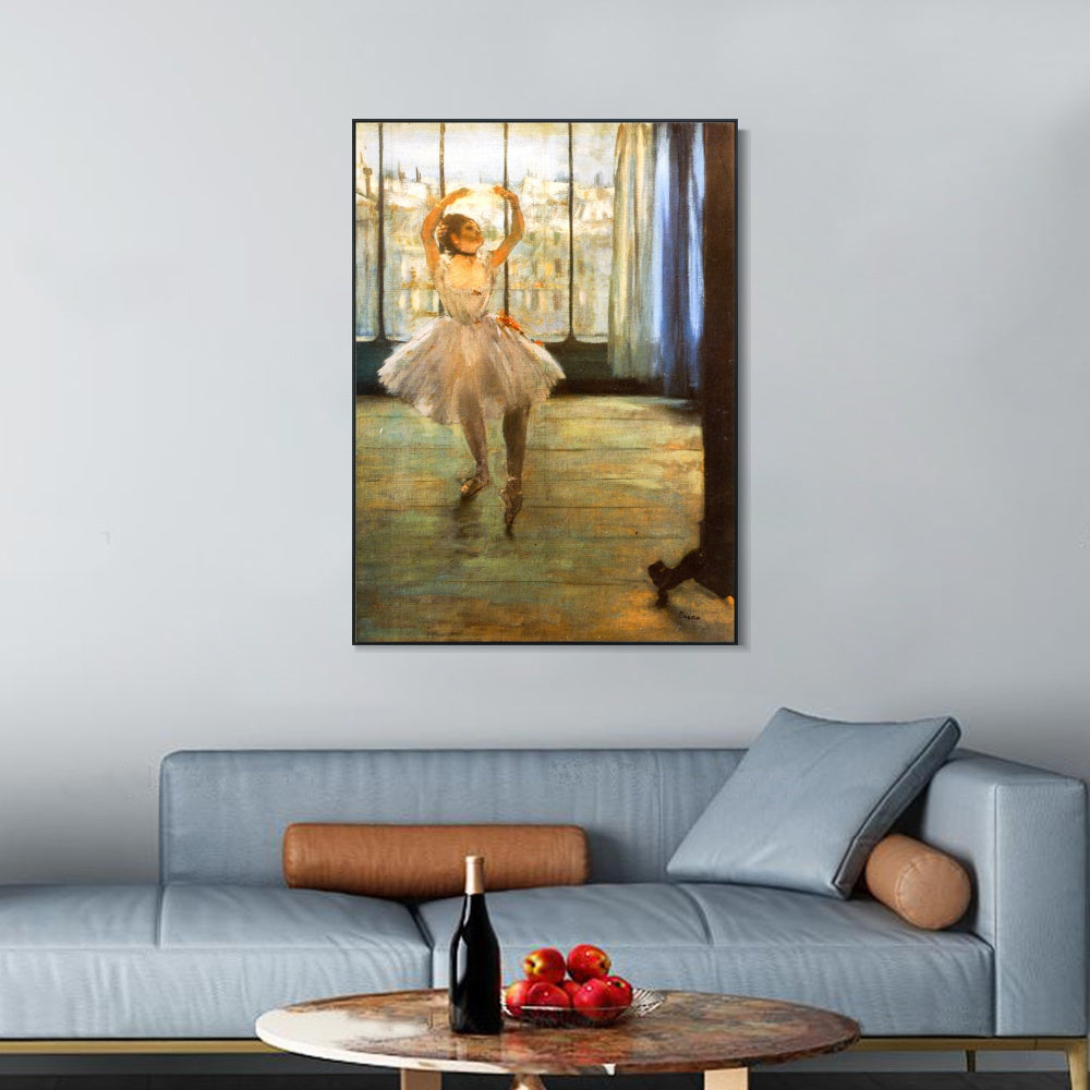 INVIN ART Framed Canvas Giclee Print Art Danseuse posant chez un photographe by Edgar Degas Wall Art